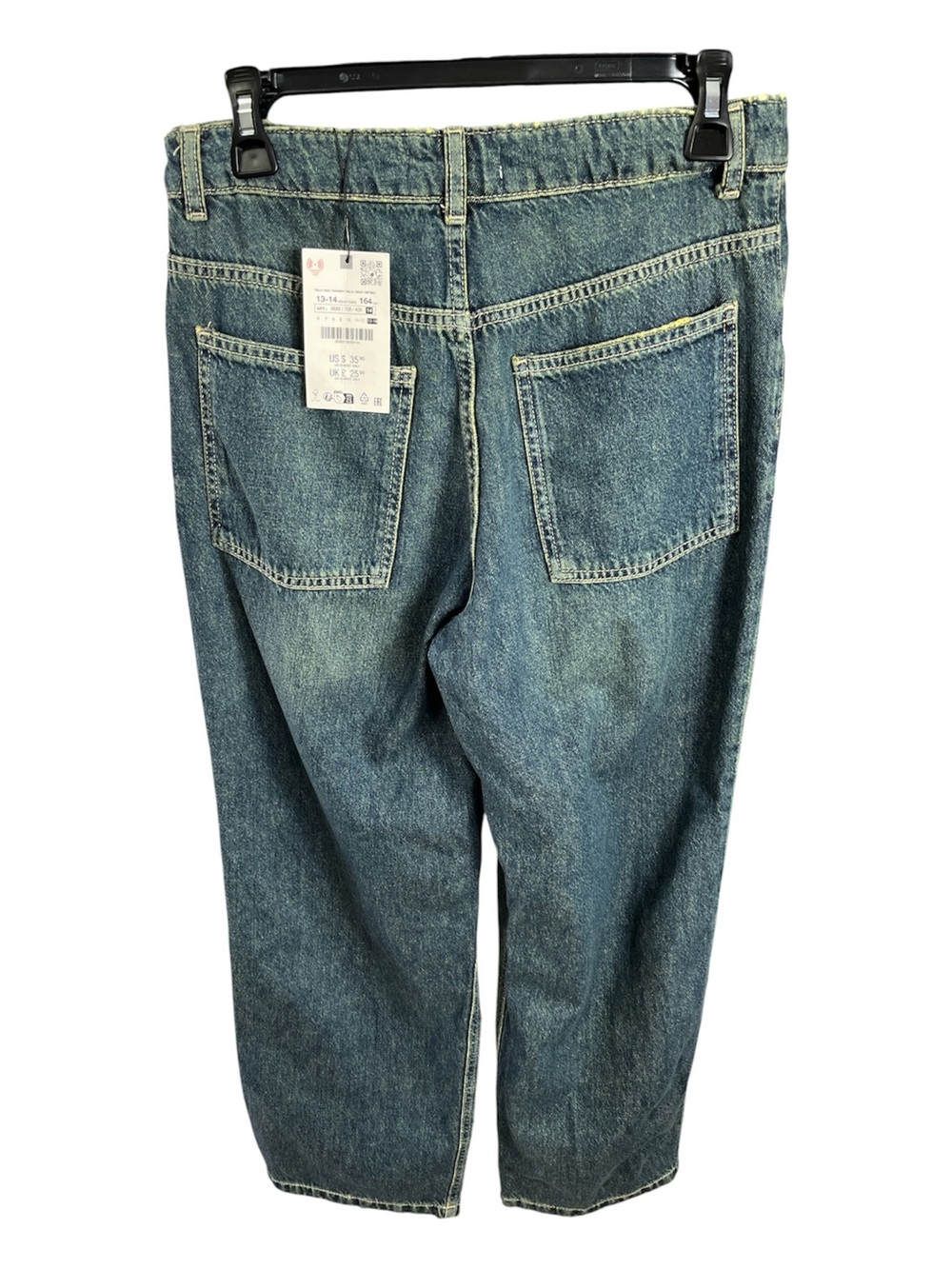Zara Kids Teens Tinted Blue High Waisted Straight Leg Jeans Size 13/14 164cm NWT - Picture 3 of 7